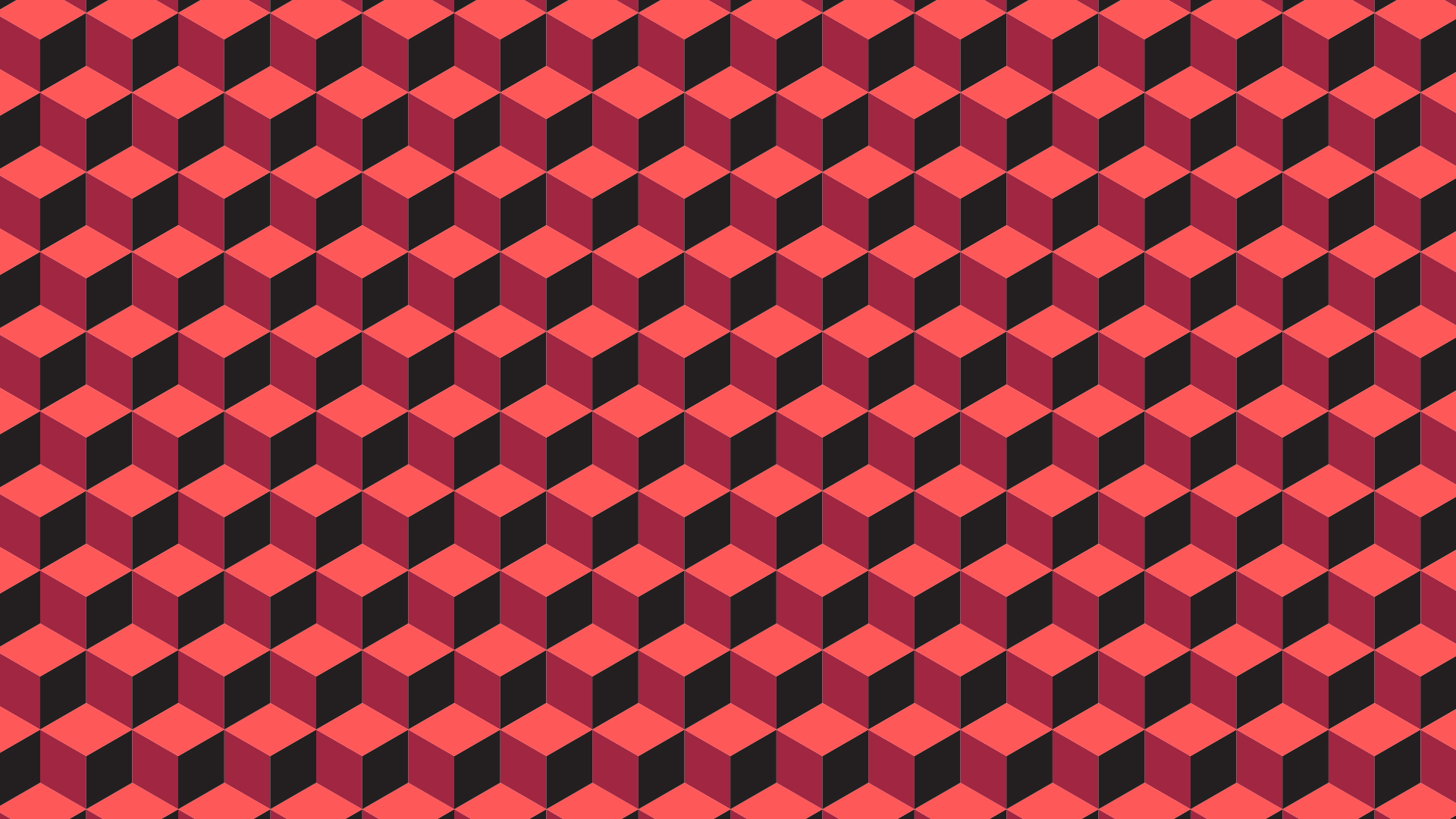 En spelplan av röda och svarta kuber som skapar en tredimensionell illusion som liknar ett rutnät.